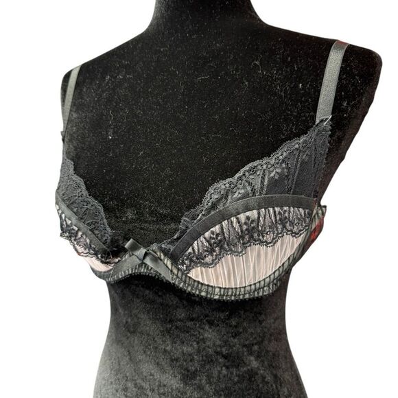 Agent Provocateur Black Pink Lace Bra 36C Knickers Forever Elegant - Picture 4 of 11